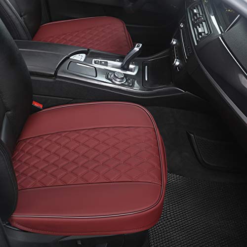 Black Panther 1 Piece PU Car Seat Cover Front Seat Protector Compatible with 90% Vehicles,Embroidery,Anti-Slip & Full Wrapping Bottom W55cm*D54cm(21.65''*21.26'') (1Piece,Burgundy) - color: Front Single Burgundy
