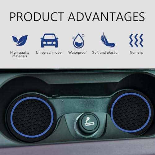 4PCS Car Cup Coasters, 2.75 Inch Cup Holder Coaster, Non-Slip Insert Auto Drink Holder, Cars Interior Accessories, Universal for Vehicles, SUVs, RVs (Blue) - color: Blue