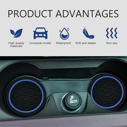 4PCS Car Cup Coasters, 2.75 Inch Cup Holder Coaster, Non-Slip Insert Auto Drink Holder, Cars Interior Accessories, Universal for Vehicles, SUVs, RVs (Blue) - color: Blue