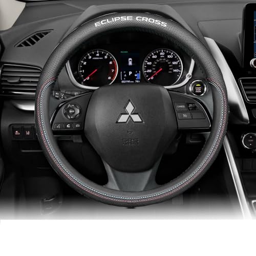 Custom Accessories for Mitsubishi Eclipse Cross 2018 2019 2020 2021 2022 2023 2024 2025 2026 Steering Wheel Covers Leather Sporty Racing Faux Comfortable Handle(Red Stitching+Blue Stitching) - color: Red stitching+Blue stitching, size: Eclipse Cross