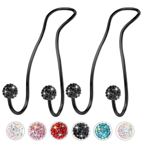 Bling Purse Hook for Car Headrest, Upgraded Cute Car Seat Hooks for Bag Handbag, Durable Stainless Auto Purse Hanger Holder 2 Pack, All Black - color: Eriochrome black