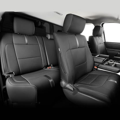 Full Set car seat Covers for Toyota Tundra 2022-2026,Faux Leather Waterproof Pickup seat Covers Custom fit for Toyota Tundra Accessories, for Truck seat Covers 2022 2023 2024 2025 2026 SR SR5