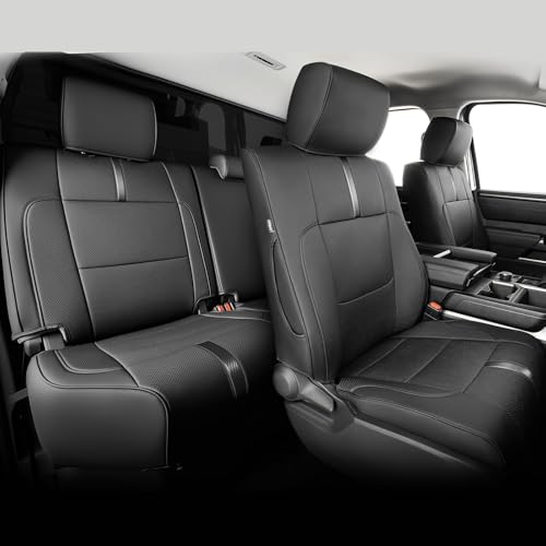 Full Set car seat Covers for Toyota Tundra 2022-2026,Faux Leather Waterproof Pickup seat Covers Custom fit for Toyota Tundra Accessories, for Truck seat Covers 2022 2023 2024 2025 2026 SR SR5