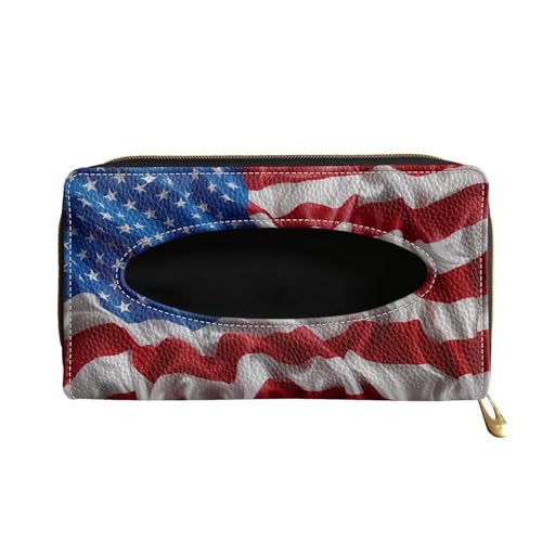 Biyejit Car Tissue Holder, 3D American Flag Car Mask Holder, Car Sun Visor Napkin Holder Backseat Tissue Case，Pu Leather Tissues Box - color: 3d American Flag, size: 1 Pack