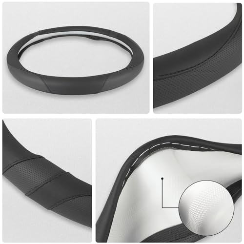 Car Steering Wheel Cover for Mazda 3,5,6,CX-3,CX-5,CX-30,CX-50,CX9,CX-9,MX-5 Miata,CX-7,RX-8,14.5-15 inches(Black-Standard Size) - color: M-Black