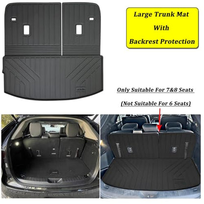 Large Cargo Liners for Mazda CX90 CX-90 2024 2025 2026 (Only Suitable for 7&8 Seats) (Not Suitable for 6 Seats), TPE All Weather Protection with Trunk Mat Covering the Backrest - size: 2024 2025 CX90 Cargo Mats