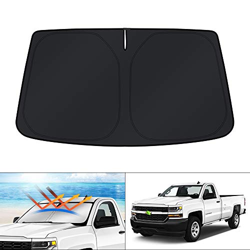 KUST Windshield Sun Shade for 2014-2016 2017 2018 Chevrolet Chevy Silverado/GMC Sierra 1500 2500HD 3500HD Custom Fit Sunshade Accessories Foldable Sun Visor Protector Block UV Rays - size: For | Chevrolet Silverado 2014-2018