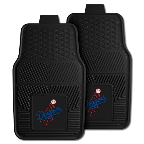 FANMATS 8841 Los Angeles Dodgers 2-Piece Heavy Duty Vinyl Car Mat Set, Front Row Floor Mats, All Weather Protection, Universal Fit, Deep Resevoir Design