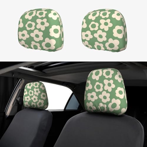 Vintage Groovy Flowers Cute Car Head Rest Covers 2 Piece Elastic Car Seat Headrest Protector Universal Fit Most Vehicles Auto Interior Accessories for Women Men - color: Vintage Groovy Flowers5