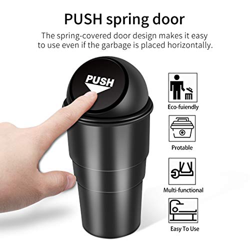 Cup Holder Trash Can, Leakproof Car Trash Can with Lid, Trash Bin for Car Accessories, Mini Garbage Bin Organizer for Automotive Office Home Kitchen, Applicable to Women and Men