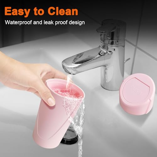 Car Trash Can, 2 Packs Mini Car Trash Bin with Lid, Leakproof Cup Holder Car Garbage Can with 60 Trash Bags, Vehicle Front Back Seat Organizers and Storage for Car, Home, Office, Pink - color: Pink