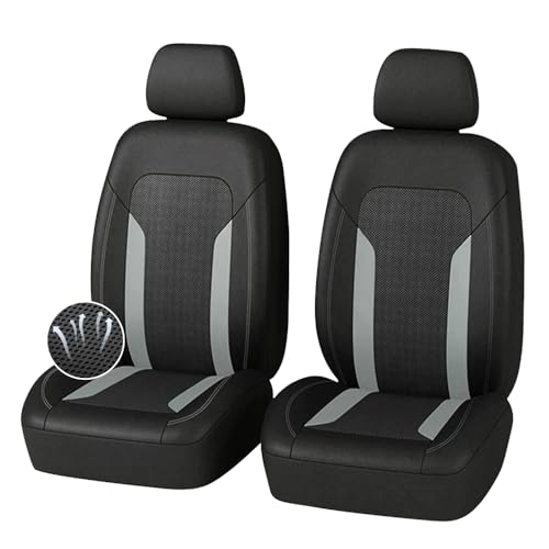 4PCS Cooling Car Seat Covers,Breathable Front Seat Covers with Mesh Construction and Foam Padding,Car Seat Protector to Reduce Back Sweating,Universal Car Interior for Car SUV (Gray) - color: Gray