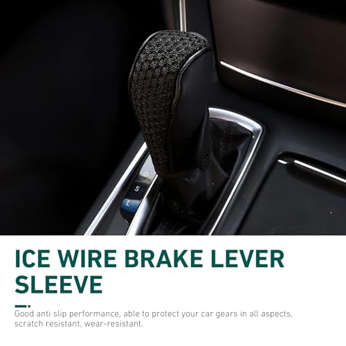Car Gear Shift Knob Cover, 2.75" x 4.72" Anti-Slip Leather Car Shifter Protector, Automatic & Manual Transmission Universal Auto Interior Decoration for Cars, SUVs, Trucks (Black)