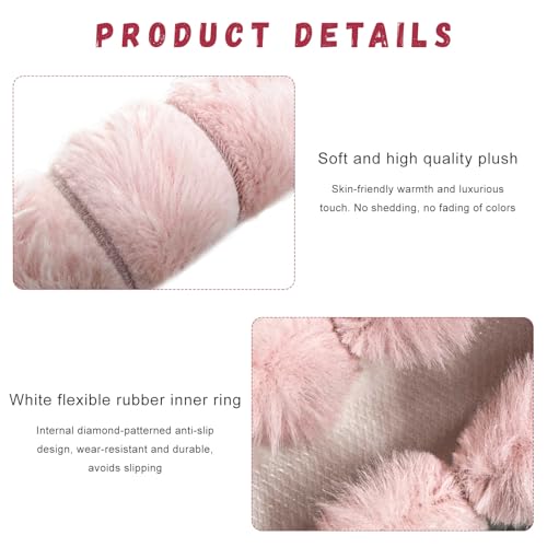 Fluffy Car Steering Wheel Cover, Soft Warm Plush Vehicle Steering Wheel Protector, 14.5-15 Inches Cute Anti-Slip Automotive Handle Cover for Women Girl, Car Accessories (Pink) - color: Pink