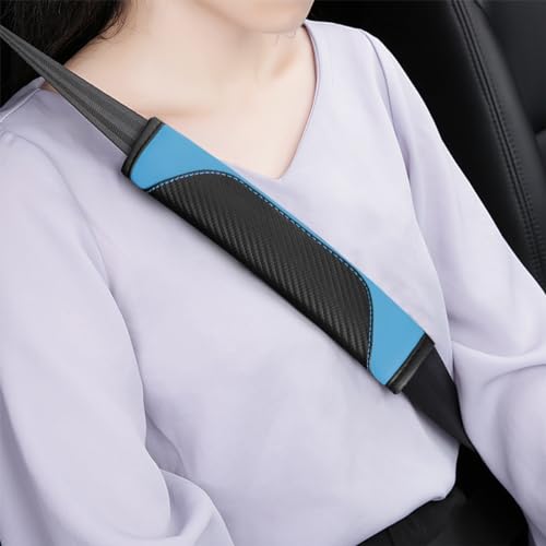 2PCS Car Seat Belt Cover, Carbon Fiber Seatbelt Shoulder Protection, Soft Car Seat Belt Strap Cushion Protect Your Neck and Shoulder, Car Accessories Seat Belt Pad for Car Truck (Blue) - color: Blue