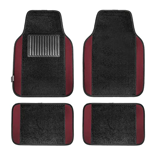 FH Group Automotive Floor Mats – Universal Fit Premium Carpet Car Mats with Driver Heel Pad, Full Set for Cars, SUVs & Trucks - Burgundy - color: Burgundy