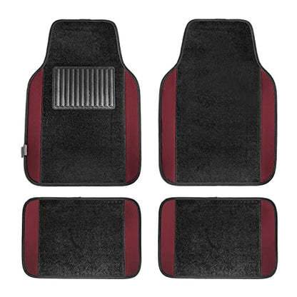 FH Group Automotive Floor Mats – Universal Fit Premium Carpet Car Mats with Driver Heel Pad, Full Set for Cars, SUVs & Trucks - Burgundy - color: Burgundy