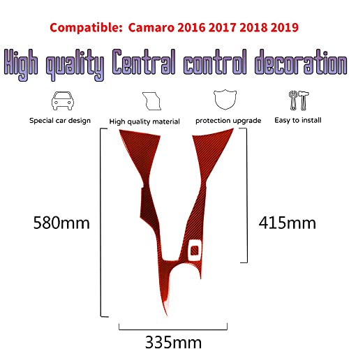 Custom Interior Accessories 2PCS for Chevrolet Camaro 2016 2017 2018 2019 2020 2021 2022 Red Carbon Fiber Center Console Cover Gear Shift Cup Holder Panel Sticker Protection Decoration - size: Gearbox side cover