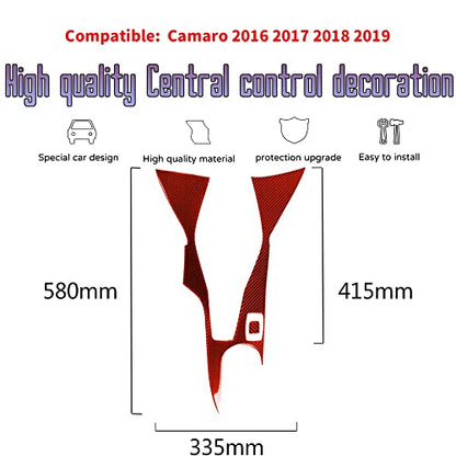 Custom Interior Accessories 2PCS for Chevrolet Camaro 2016 2017 2018 2019 2020 2021 2022 Red Carbon Fiber Center Console Cover Gear Shift Cup Holder Panel Sticker Protection Decoration - size: Gearbox side cover
