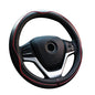 Valleycomfy Steering Wheel Covers Universal 15 inch - Genuine Leather, Breathable, Anti Slip & Odor Free (Black with Red Lines, M(14" 1/2-15" 1/4)) - color: Black with Red Lines, size: M(14"1/2-15"1/4)