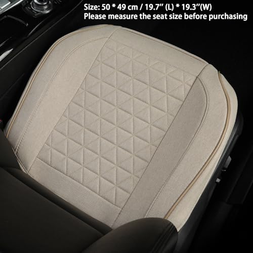 West Llama Linen Front Car Seat Cover Protector Anti-Slip Bottom Seat Cover Fits 95% of Vehicles,Wrapping Around The Bottom,Triangular Pattern(Beige-1Pcs) - color: Triangular Pattern-Beige, size: 1 Piece Linen