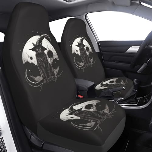 Dujiea Black Cat with Pointy Witch Hat Car Front Seat Covers 2 Pcs Universal Auto Seat Covers Front Seats Only, Vehicle Bucket Seat Protectors Fit for Most Car SUV Sedan and Truck - color: Black Cat With Pointy Witch Hat