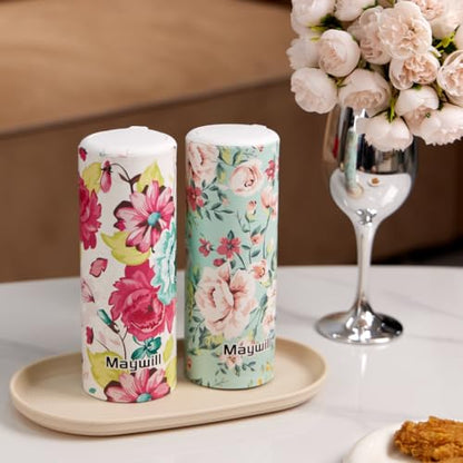 Chic Facial Tissue Holder for Car Cup Holder - Travel Tissue Tubes Box Container (3-ply, 4 Pack, 200 Sheets) - style: Green Floral