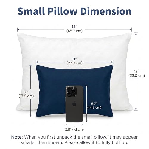 Pro Goleem Small Pillow 11"x7"x2.5" for Travel and Camping with Name Tag Mini Tiny Pillow for Room Couch Sofa Chair and Outdoor Car Air Nap Neck Lumbar Knee Rest Pillows, Navy Blue - color: Navy Blue