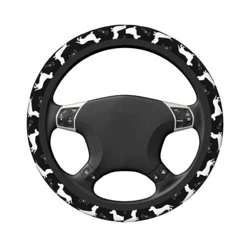 Dachshund Lovers Steering Wheel Cover for Women Elastic Rubber Steering Wheel Universal 15 Inch Fit for Cars, Auto, SUVs - color: Dachshund Lovers