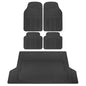 BDK OF-554 Rubber Car Floor Mats, Universal Front & Rear Combo Set with Trunk Cargo Mat Liner for Car Sedan SUV Van, Heavy Duty All Weather Trim to Fit - color: Black