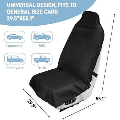 Waterproof Car Seat Cover Towel Front Seats 2 Pack, Universal Fit Waterproof Sweating Seat Protector for Cars and SUVs, Anti-Slip Front Seat Cover for Gym, Outdoor, Pets & Travel, Black