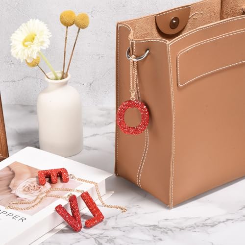 MECCANIXITY Bling Car Letter Charm, Initial Z Letter Interior Car Rear View Mirror Decoration Hanging Crystal Ornaments for Women Bags Water Cup DIY Craft, Red - style: Letter Z