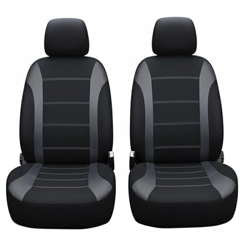 Champlus Car Seat Covers, Carbon Fibre and Durable Breathable Mesh 2 Front Bucket Seat Covers, Universal Fit Automotive Sedan Cars, SUVs, Trucks, Mini Vans, Airbag Compatible, Easy to Install - color: Black