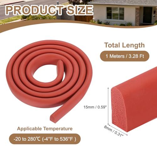 uxcell 3.28 ft Foam Backer Rod, 0.31" x 0.59" D-Shaped Solid Joint Filler, Foam Seal Strip for Caulk Saver, Rope Caulk Cement Crack Filler, Red - size: 3.28 ft x 0.31" x 0.59"