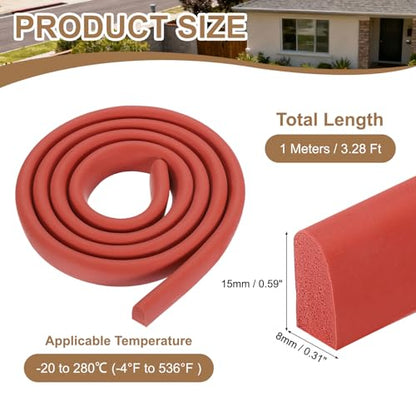 uxcell 3.28 ft Foam Backer Rod, 0.31" x 0.59" D-Shaped Solid Joint Filler, Foam Seal Strip for Caulk Saver, Rope Caulk Cement Crack Filler, Red - size: 3.28 ft x 0.31" x 0.59"