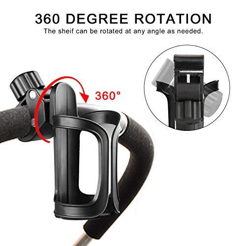 Accmor Stroller Cup Holder, Universal Cup Holder for Uppababy, Nuna, Doona Strollers, 360 ° Rotatable Bottle Holder for Stroller, Wheelchair, Walker - color: black-1pc