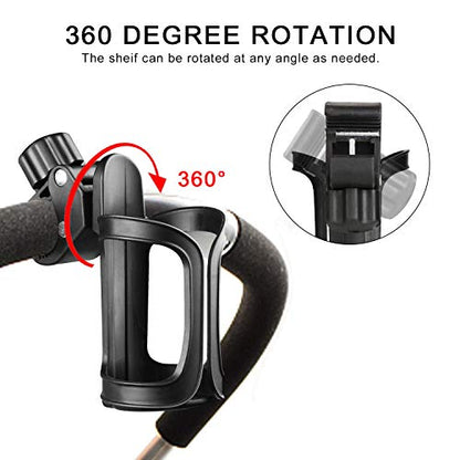 Accmor Stroller Cup Holder, Universal Cup Holder for Uppababy, Nuna, Doona Strollers, 360 ° Rotatable Bottle Holder for Stroller, Wheelchair, Walker - color: black-1pc