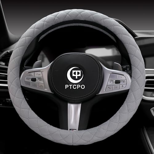 Soft Car Steering Wheel Cover for Sedan, SUV, Warm Luxury Velvet, Odorless, Universal, Anti Slip, Summer Winter, Gray, Standard Size[14" 1/2-15"](37-38cm) - color: Gray, size: Standard Size[14" 1/2-15"](37-38cm)