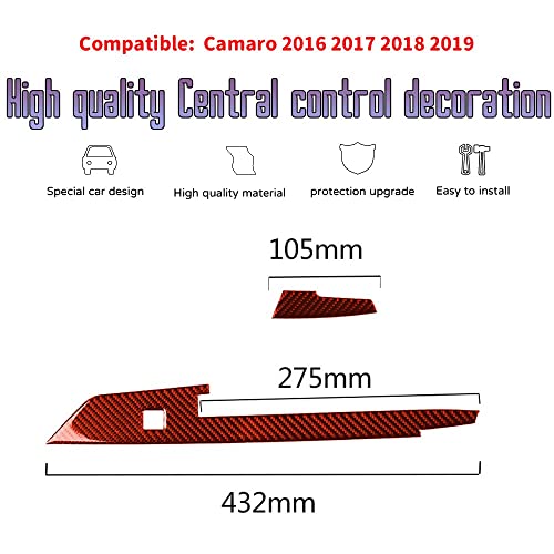Custom Interior Accessories 2PCS for Chevrolet Camaro 2016 2017 2018 2019 2020 2021 2022 Red Carbon Fiber Center Console Cover Armrest Box Side Protection Sticker Decoration - size: Armrest box side cover
