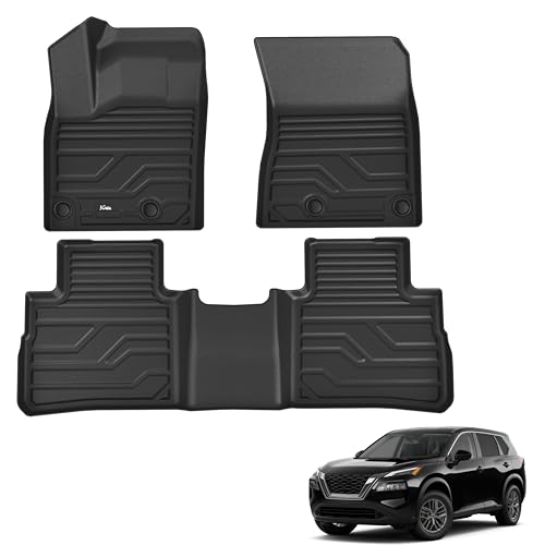 KARPAL Floor Mats for Nissan Rogue 2021-2025 2026, TPE Rubber All Weather Protection Floor Liners Nissan Rogue Accessories Car Mats, Front & 2nd Row - style: 2021-2026 | For Nissan Rogue | 1st & 2nd Row