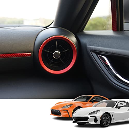 Custom Interior Accessories 2PCS for Subaru BRZ 2022 2023 Toyota GR86 2022 2023 Center Console Aluminum Side AC Vents Outlet Cover Auto Air Conditioner Vent Trim Decoration Ring(RED) - color: bright red, size: Air Vents Outlet Cover