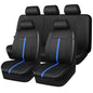 Leather Car Seat Covers Black Blue, Sporty Carbon Fiber Leather Full Set Waterproof Auto Seat Covers, Airbag Compatible, Universal Fit for SUV,Sedans,Vans,Pickup, Full Set, Black Blue