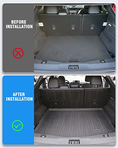 Cargo Liners Rear Trunk Mat for Ford Mustang Mach-E Accessories 2021 2022 2023 2024 2025 2026 with Hook&Loop All Weather Anti-Slip Split Dog Liner 3PCS - size: Backrest Mat + Trunk Mat