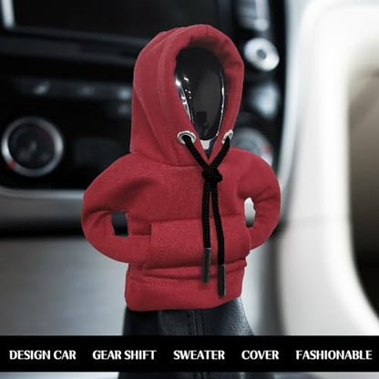 vvag Hoodie Car Gear Shift, Dutch Velvet, Black+Red, Universal Fit Knob Cover, 16 x 11.5cm/6.3 x 4.5inch - color: Black+Red