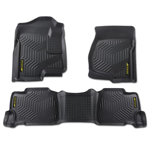 PIT66 Floor Mats Cargo Liner Compatible with 2007-2013 Chevy Silverado/GMC Sierra 1500 Crew Cab, Fit 2007-2014 Silverado/Sierra 2500/3500 HD Crew Cab (Heavy Duty) TPE 3-Piece Premium,Black - size: Fit Silverado/Sierra Crew Cab 2007-2013 | 3PCS