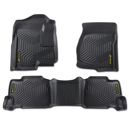 PIT66 Floor Mats Cargo Liner Compatible with 2007-2013 Chevy Silverado/GMC Sierra 1500 Crew Cab, Fit 2007-2014 Silverado/Sierra 2500/3500 HD Crew Cab (Heavy Duty) TPE 3-Piece Premium,Black - size: Fit Silverado/Sierra Crew Cab 2007-2013 | 3PCS