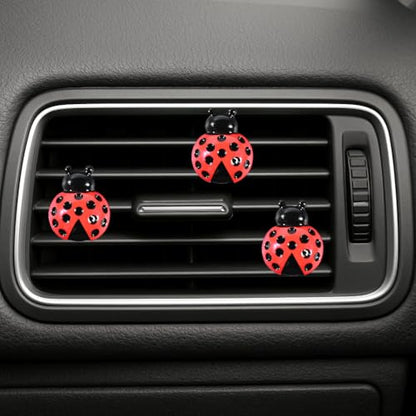 6-Pack Ladybug Car Vent Clips, Cute Insect-Shaped Dashboard Vent Decorations, Car Interior Accessories for Cars, Trucks & SUVs (Black, Unscented)