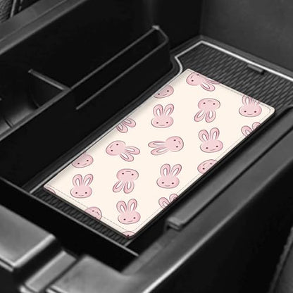 Leather Car Registration and Insurance Card Holder, Cute Car Accessories Vehicle Glove Box Car Organizer for Documents, Cards, License Cute Pink Rabbits - color: Cute Pink Rabbits