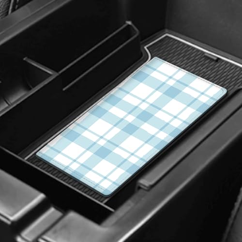 Leather Car Registration and Insurance Card Holder, Cute Car Accessories Vehicle Glove Box Car Organizer for Documents, Cards, License Blue White Plaid - color: Blue White Plaid