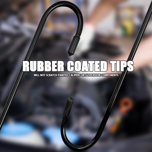 2PCS Car Brake Caliper Hooks, Vehicle Caliper Hangers with Rubber Caps, S-Shaped Automotive Accessories for Braking, Axle, Bearing, Suspension Work for SUV, Truck, RV（Black/2PCS） - color: Black, size: 2PCS